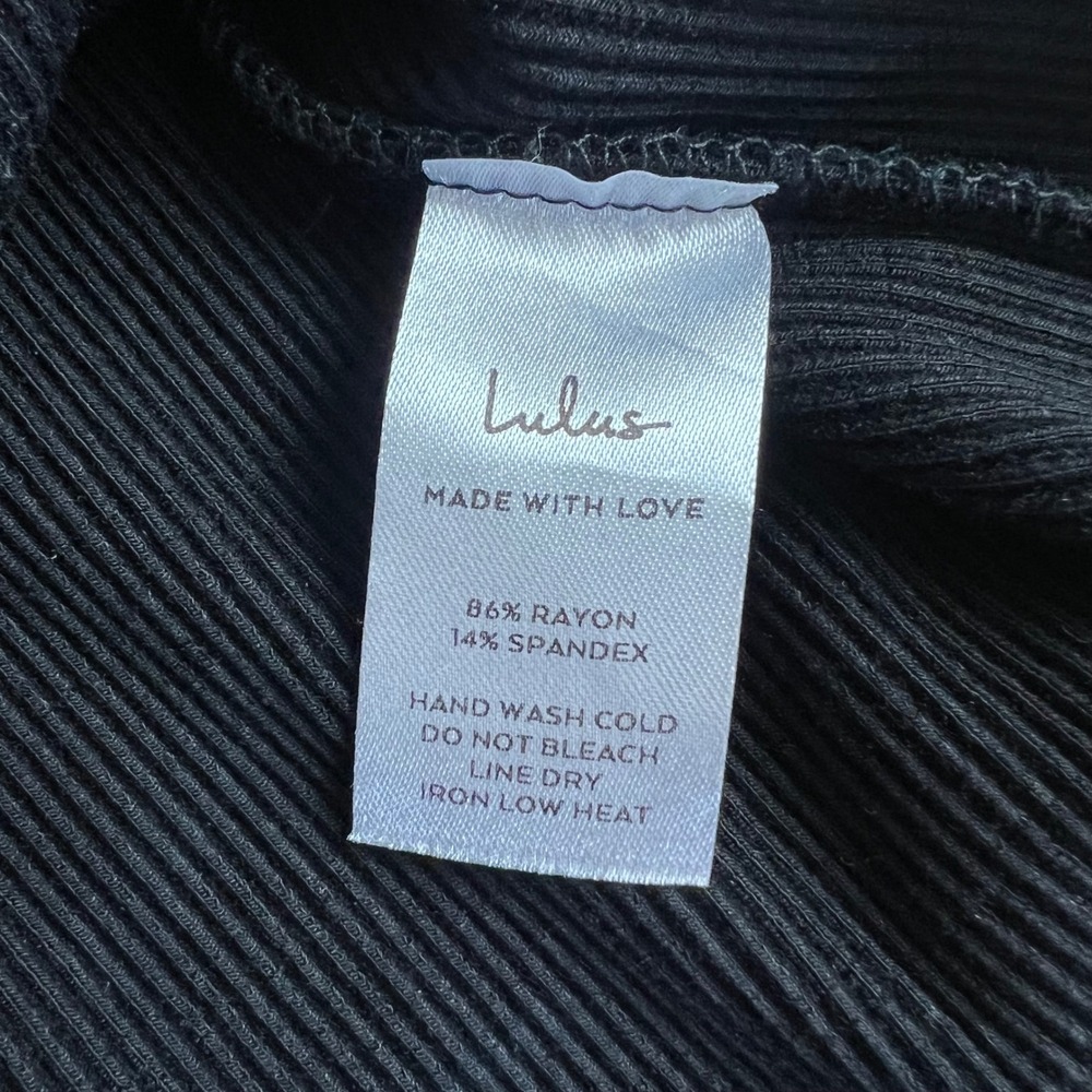 Lulus Dress Bodycon Ribbed Mini Size Small Black Ribbed Knit‎ Spaghetti Strap - Picture 7 of 9